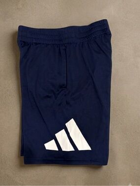 adidas Navy Blue Shorts with White Logo - Kids